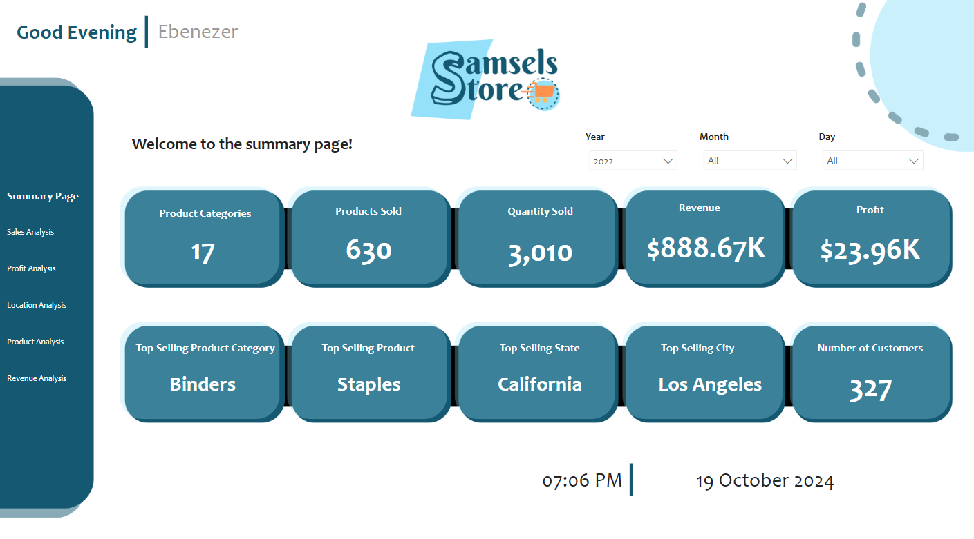 SamSels Store Dashboard